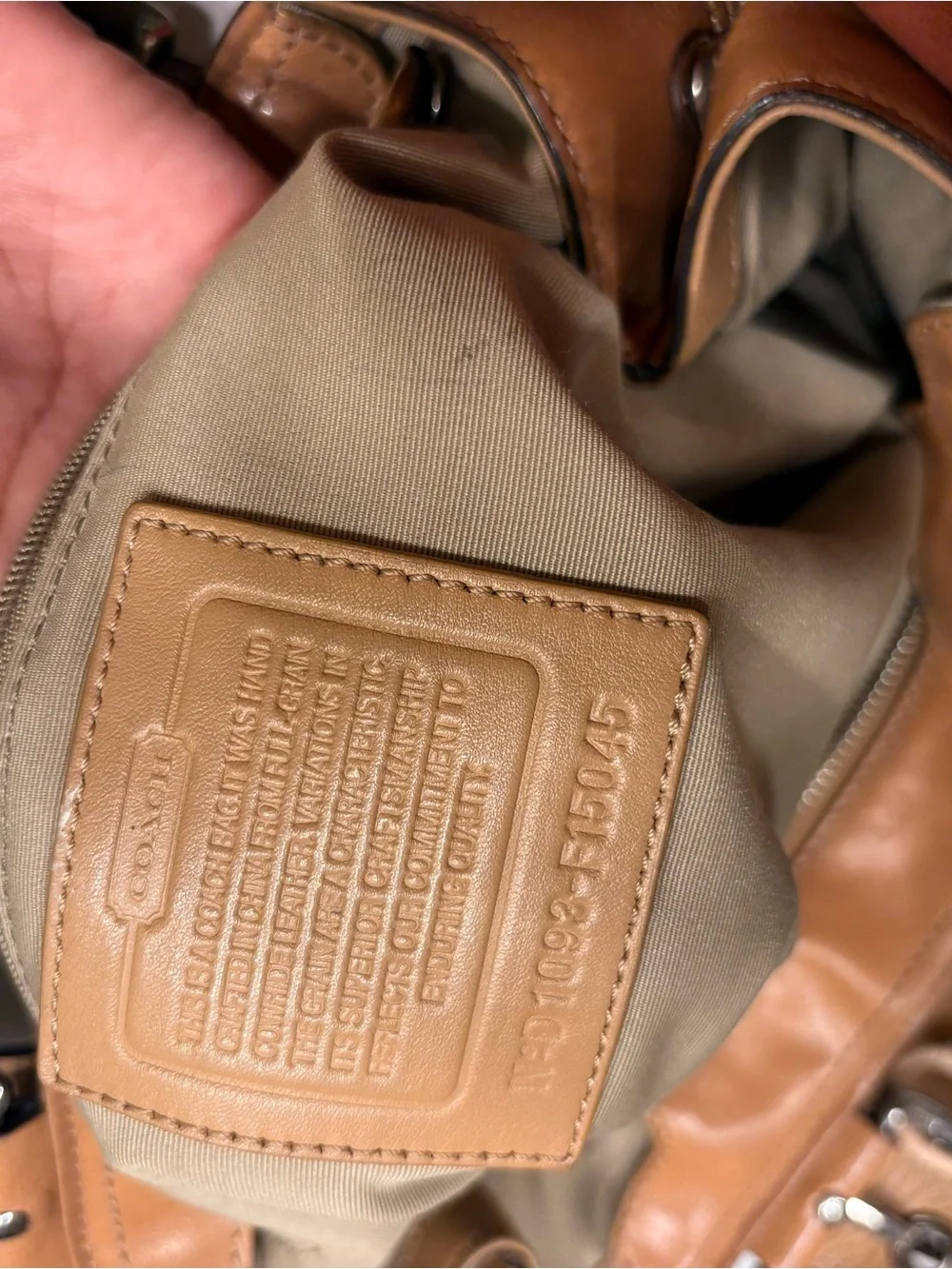Coach Two-Tone Leather Shoulder Bag in White and Brown